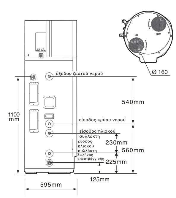 Αντλία θερμότητας ζεστού νερού Midea Combo 270 L R290 με εναλλάκτη ηλιακού